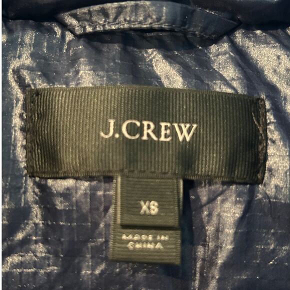 J. Crew Down Puffer Vest Shiny Navy Snap Up Zip Size Womens XS - Picture 10 of 11